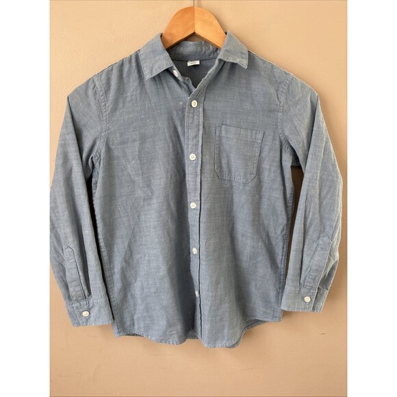 GAP Kids Boys Size M 8 Blue Oxford Long Sleeve Button Down 100% Cotton Shirt - Picture 1 of 7